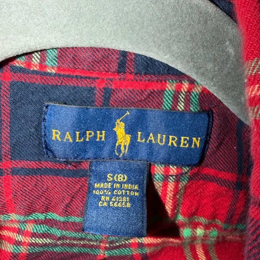 Ralph Lauren Red and Green Plaid Shirt size small (8)
